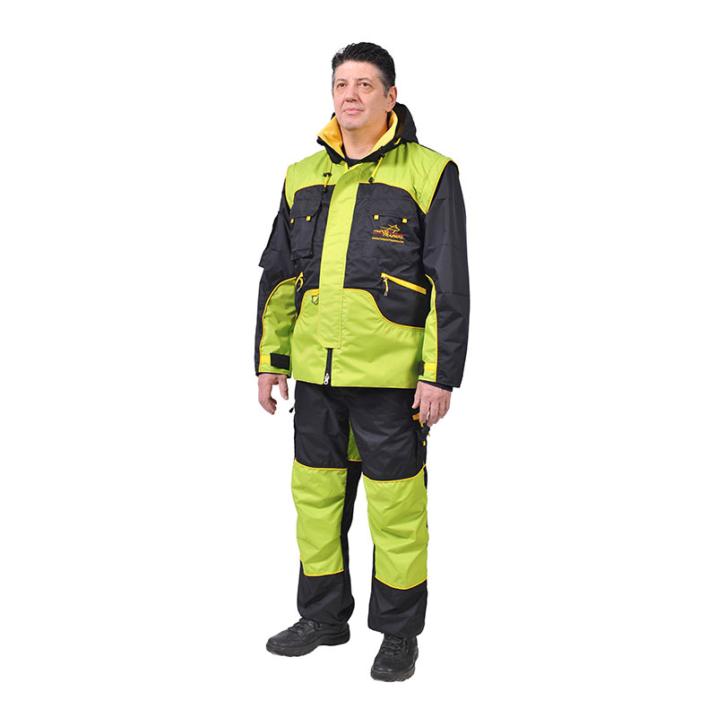 Дрессировочный костюм «Protective suit» черный со светло-зелеными вставками