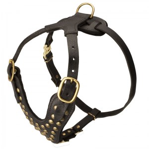 Кожаная шлейка с полусферами для собак
