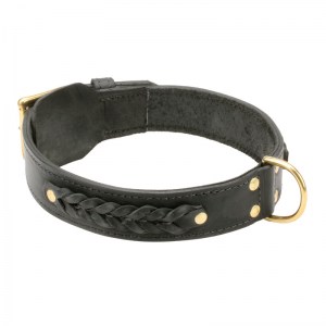 Двухслойный кожаный ошейник с плетением «Braided Classic» - C55